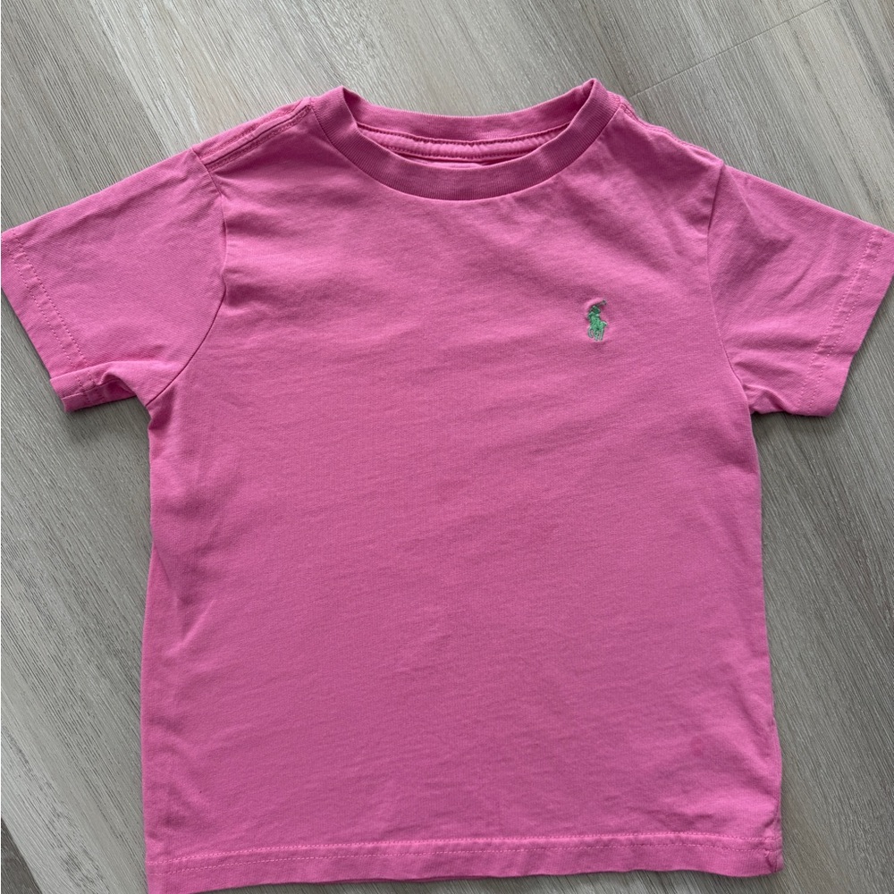Polo by Ralph Lauren Pink Short Sleeve Kids Tee with Green Pony